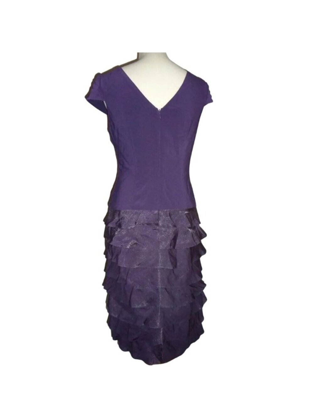 🆕 ADRIANNA PAPELL Jersey Taffeta Shutter Pleat Cocktail Dress Purple 8 - Picture 5 of 9